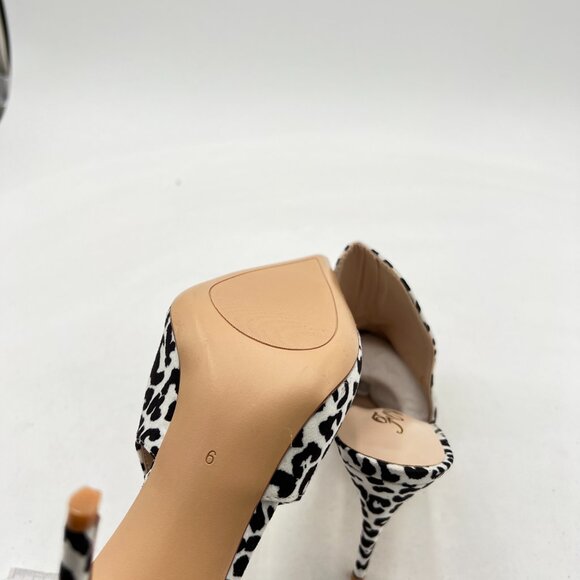 FOWT White Leopard Print Side V Cut Backless Mules Pointed Toe High Heel Shoes - Picture 6 of 8